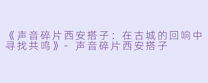 《声音碎片西安搭子：在古城的回响中寻找共鸣》-声音碎片西安搭子