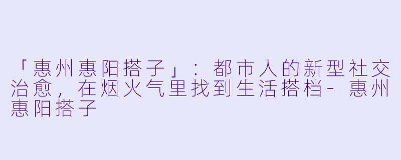 「惠州惠阳搭子」：都市人的新型社交治愈，在烟火气里找到生活搭档-惠州惠阳搭子