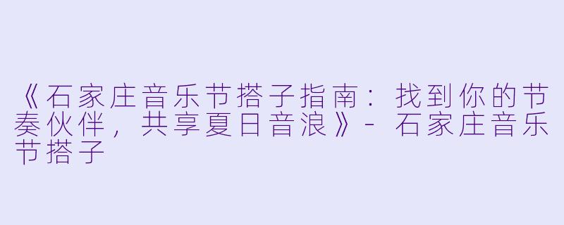 《石家庄音乐节搭子指南：找到你的节奏伙伴，共享夏日音浪》-石家庄音乐节搭子