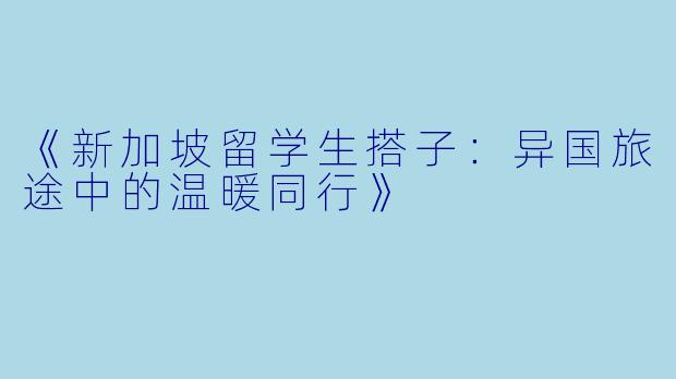 《新加坡留学生搭子：异国旅途中的温暖同行》