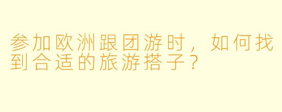参加欧洲跟团游时，如何找到合适的旅游搭子？