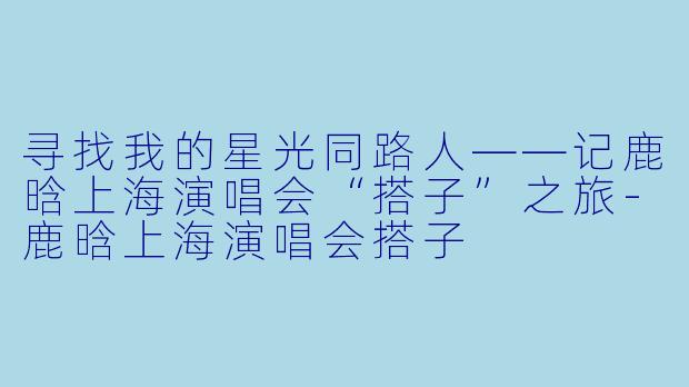 寻找我的星光同路人——记鹿晗上海演唱会“搭子”之旅-鹿晗上海演唱会搭子