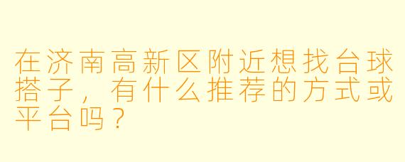 在济南高新区附近想找台球搭子，有什么推荐的方式或平台吗？