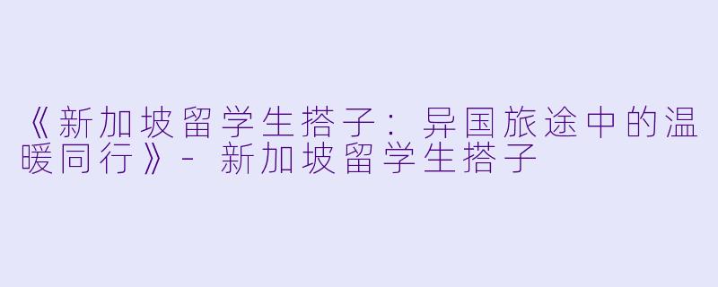 《新加坡留学生搭子：异国旅途中的温暖同行》-新加坡留学生搭子