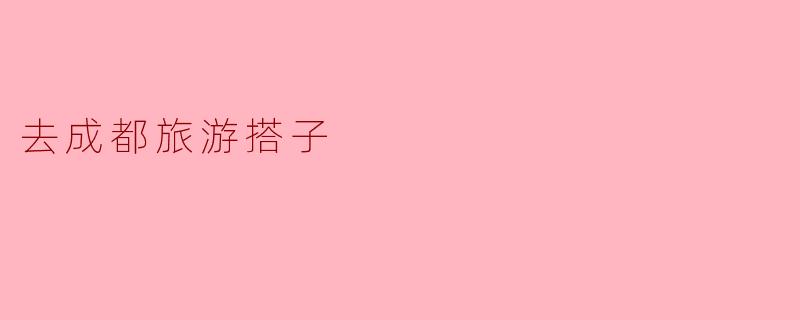 去成都旅游搭子
