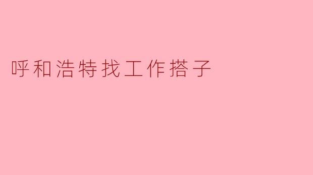 呼和浩特找工作搭子