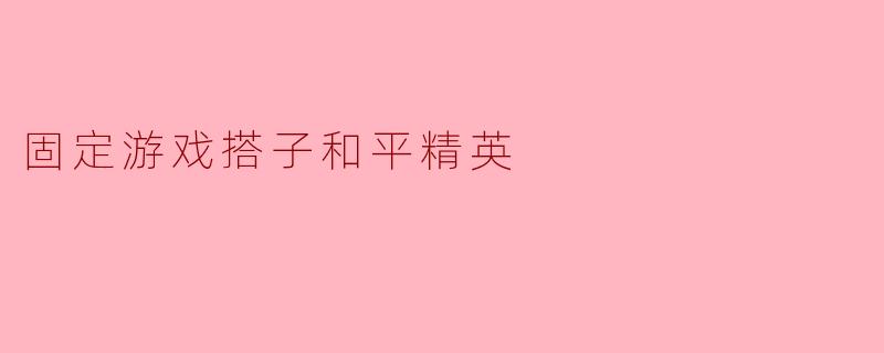 固定游戏搭子和平精英