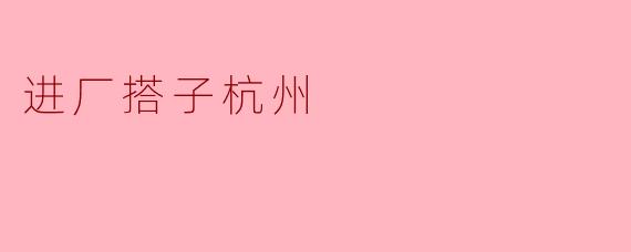 进厂搭子杭州