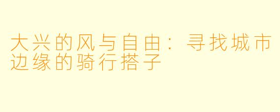 大兴的风与自由：寻找城市边缘的骑行搭子