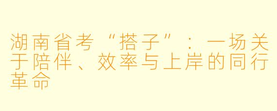 湖南省考“搭子”：一场关于陪伴、效率与上岸的同行革命