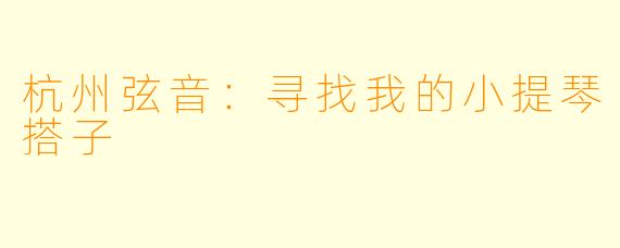 杭州弦音：寻找我的小提琴搭子