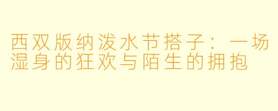 西双版纳泼水节搭子：一场湿身的狂欢与陌生的拥抱