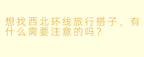 想找西北环线旅行搭子，有什么需要注意的吗？