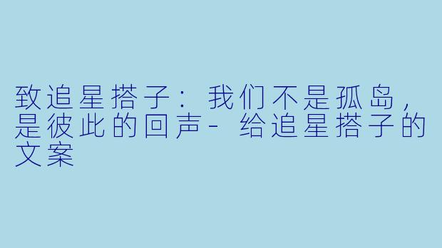 致追星搭子：我们不是孤岛，是彼此的回声-给追星搭子的文案