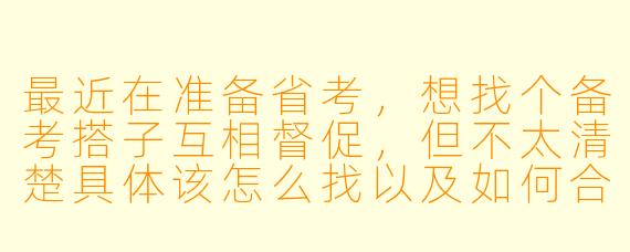 最近在准备省考，想找个备考搭子互相督促，但不太清楚具体该怎么找以及如何合作才能高效，有什么建议吗？
