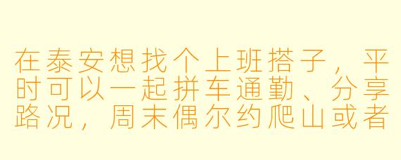 在泰安想找个上班搭子，平时可以一起拼车通勤、分享路况，周末偶尔约爬山或者逛吃，有同样想法的朋友吗？