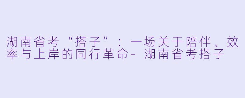 湖南省考“搭子”：一场关于陪伴、效率与上岸的同行革命-湖南省考搭子