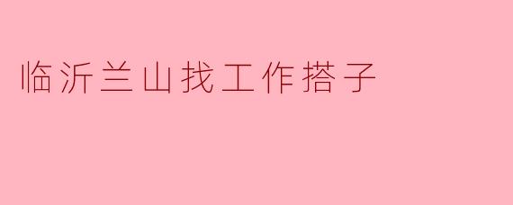 临沂兰山找工作搭子