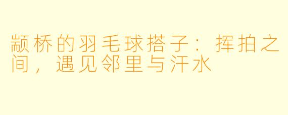 颛桥的羽毛球搭子：挥拍之间，遇见邻里与汗水