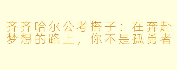 齐齐哈尔公考搭子：在奔赴梦想的路上，你不是孤勇者