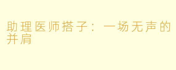 助理医师搭子：一场无声的并肩