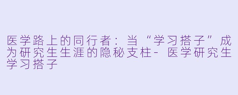 医学路上的同行者：当“学习搭子”成为研究生生涯的隐秘支柱-医学研究生学习搭子