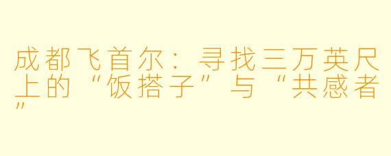 成都飞首尔：寻找三万英尺上的“饭搭子”与“共感者”
