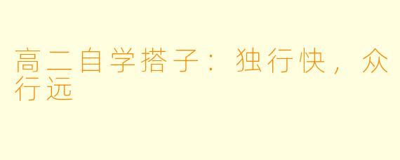 高二自学搭子：独行快，众行远