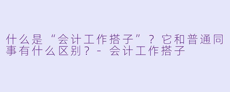 什么是“会计工作搭子”？它和普通同事有什么区别？