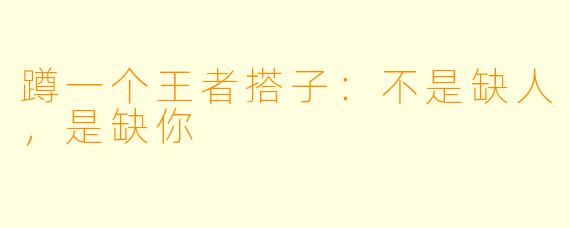 蹲一个王者搭子:不是缺人,是缺你