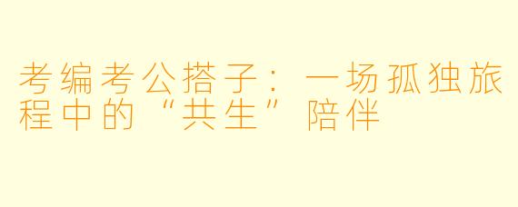 考编考公搭子:一场孤独旅程中的“共生”陪伴