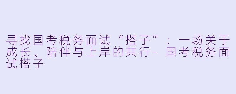 寻找国考税务面试“搭子”：一场关于成长、陪伴与上岸的共行