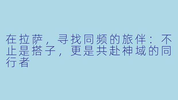 在拉萨，寻找同频的旅伴：不止是搭子，更是共赴神域的同行者