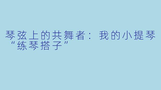 琴弦上的共舞者:我的小提琴“练琴搭子”