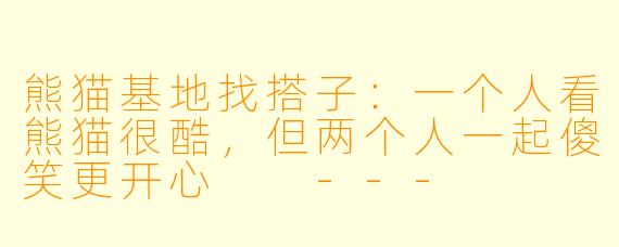 熊猫基地找搭子：一个人看熊猫很酷，但两个人一起傻笑更开心

---