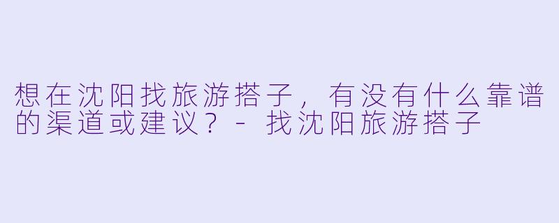 想在沈阳找旅游搭子，有没有什么靠谱的渠道或建议？