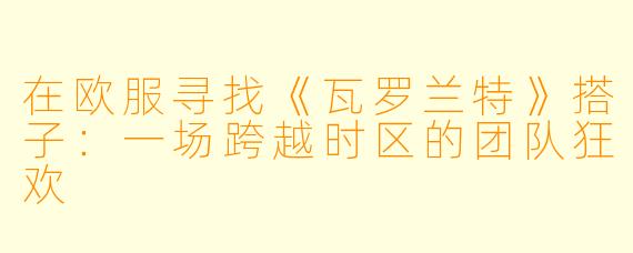 在欧服寻找《瓦罗兰特》搭子：一场跨越时区的团队狂欢