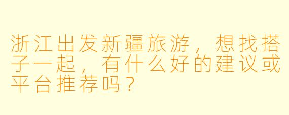 浙江出发新疆旅游，想找搭子一起，有什么好的建议或平台推荐吗？