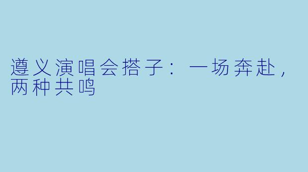 遵义演唱会搭子：一场奔赴，两种共鸣