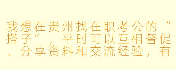 我想在贵州找在职考公的“搭子”，平时可以互相督促、分享资料和交流经验，有什么好的建议或渠道吗？