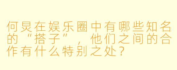 何炅在娱乐圈中有哪些知名的“搭子”，他们之间的合作有什么特别之处？