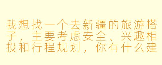 我想找一个去新疆的旅游搭子，主要考虑安全、兴趣相投和行程规划，你有什么建议吗？