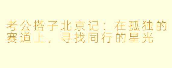 考公搭子北京记：在孤独的赛道上，寻找同行的星光