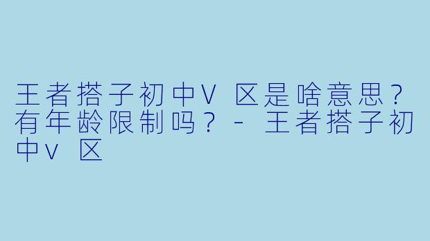 王者搭子初中V区是啥意思？有年龄限制吗？-王者搭子初中v区