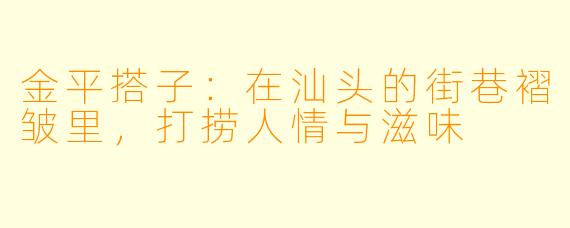 金平搭子：在汕头的街巷褶皱里，打捞人情与滋味