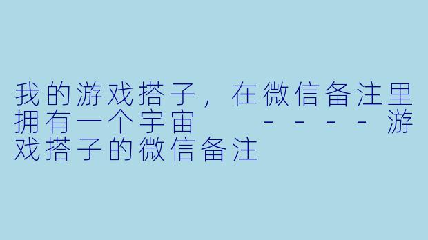我的游戏搭子，在微信备注里拥有一个宇宙

----游戏搭子的微信备注