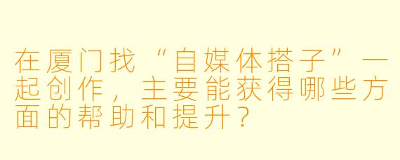 在厦门找“自媒体搭子”一起创作，主要能获得哪些方面的帮助和提升？