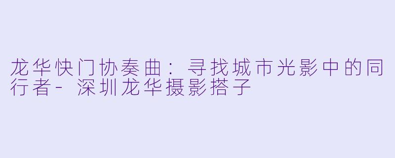 龙华快门协奏曲：寻找城市光影中的同行者-深圳龙华摄影搭子