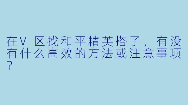 在V区找和平精英搭子，有没有什么高效的方法或注意事项？