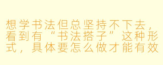 想学书法但总坚持不下去，看到有“书法搭子”这种形式，具体要怎么做才能有效互相督促又不流于形式呢？